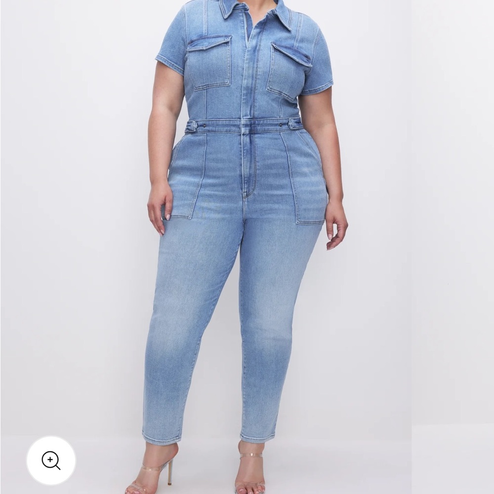 Women's Light Blue Denim Jumpsuit by Good American